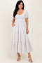 Ivory Floral Stripe Tiered Maxi Dress