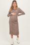 Mocha Striped Rib Knit Maternity Polo Sweater Dress