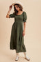Olive Smocked Tiered Maxi Dress