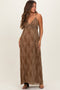 Bronzed Animal Print Plunging Maternity Maxi Dress