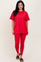 Red Oversized Crewneck Short Sleeve and Legging Set
