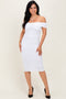 White Mesh Off Shoulder Twist Front Midi Dress