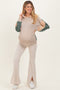 Light Olive Colorblock Stripe Maternity Pullover Hoodie