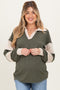 Olive Long Sleeve Collar Solid Contrast Maternity Top