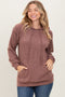 Brown Long Sleeve Brushed Urban Rib Hoodie Top