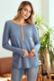 Blue Colorblock Snap Button Henley