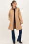 Camel Plaid Contrast A-Line Maternity Midi Trench Coat