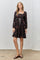 Black Floral Velvet Ruffle Accent Dress