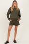 Olive Fleece Sweatshirt Shorts Maternity Set