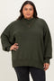 Olive Mock Neck Exposed Seam Sweater