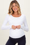 White Scoop Neck Long Sleeve Maternity Top