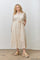 Cream Split Neckline Tiered Plus Midi Dress