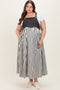 Charcoal Striped Colorblock Denim Contrast Maternity Plus Maxi Dress