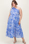 Royal Blue Floral One Shoulder Maternity Plus Maxi Dress