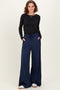 Navy Drawstring Wide Leg Lounge Pant