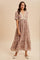 Mauve Floral Lace Detail Button Down Maxi Dress