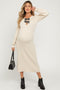 Cream Ribbed Bow Detail Maternity Midi Sweater Dress