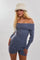 Dusty Blue Off Shoulder Knitted Romper