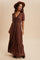 Brown Lace Trim Button Down Maxi Dress