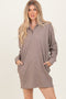 Taupe Brushed Quarter Zip Jersey Lounge Sweatshirt Dress