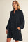 Black Tiered Back Detail Button Down Dress
