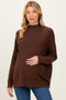 Brown Mock Neck Exposed Seam Maternity Sweater