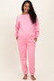 Pink Fleece Long Sleeve Maternity Pullover & Jogger Set