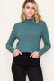 Jade Ribbed Mock Neck Ruffle Hem Long Sleeve Top