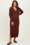 Brown V-Neck Relaxed Fit Maternity Sweater Dress