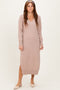 Taupe V-Neck Relaxed Fit Sweater Dress