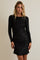 Black Glitter Long Sleeve Fitted Mini Dress