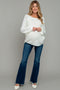 Navy Asymmetrical Frayed Hem Maternity Flare Jeans
