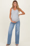 Blue Raw Hem Wide Leg Maternity Jeans