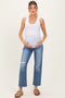 Blue Distressed Open Knee Ankle Straight Leg Maternity Jeans