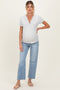 Light Blue Distressed Open Knee Ankle Straight Leg Maternity Jeans