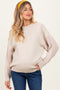 Beige Cable Knit Sleeve Round Neck Maternity Sweater