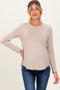 Taupe Flowy Round Hem Maternity Long Sleeve Top