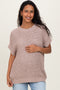 Taupe Short Sleeve Round Neck Maternity Sweater