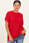 Red Short Sleeve Round Neck Sweater
