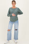 Light Blue Open Knee Cuffed Boyfriend Fit Maternity Jeans