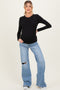 Blue Distressed Knee Wide Leg Maternity Jeans