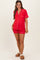 Red Short Sleeve Button Down Shirt Shorts Maternity Set