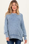Classic Blue Washed Side Slit Oversized Maternity Sweater