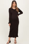 Black Shimmer Lettuce Edge Maternity Midi Dress
