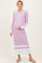 Lavender Ribbed Knit Colorblock Polo Maternity Maxi Dress