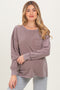 Mocha Oversized Washed Long Sleeve Pocket Maternity Top