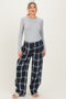 Navy Plaid Wide Leg Maternity Lounge Pants
