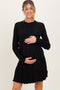 Black Wide Rib Maternity Mini Sweater Dress