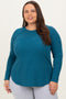 Teal Baby Waffle Knit Long Sleeve Plus Top