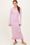 Light Pink Ribbed Knit Bow Back Maxi Dress